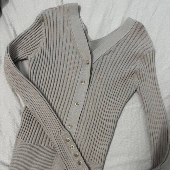 Sweaters - Gray Button Front Cardigan